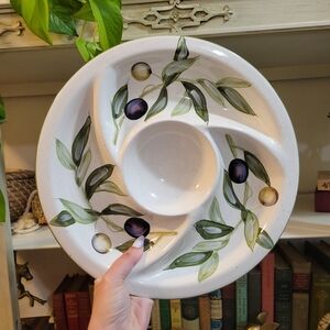 Stoneware Olive Tree Pier One Sorrento Large Chip & Dip Speckled Tray